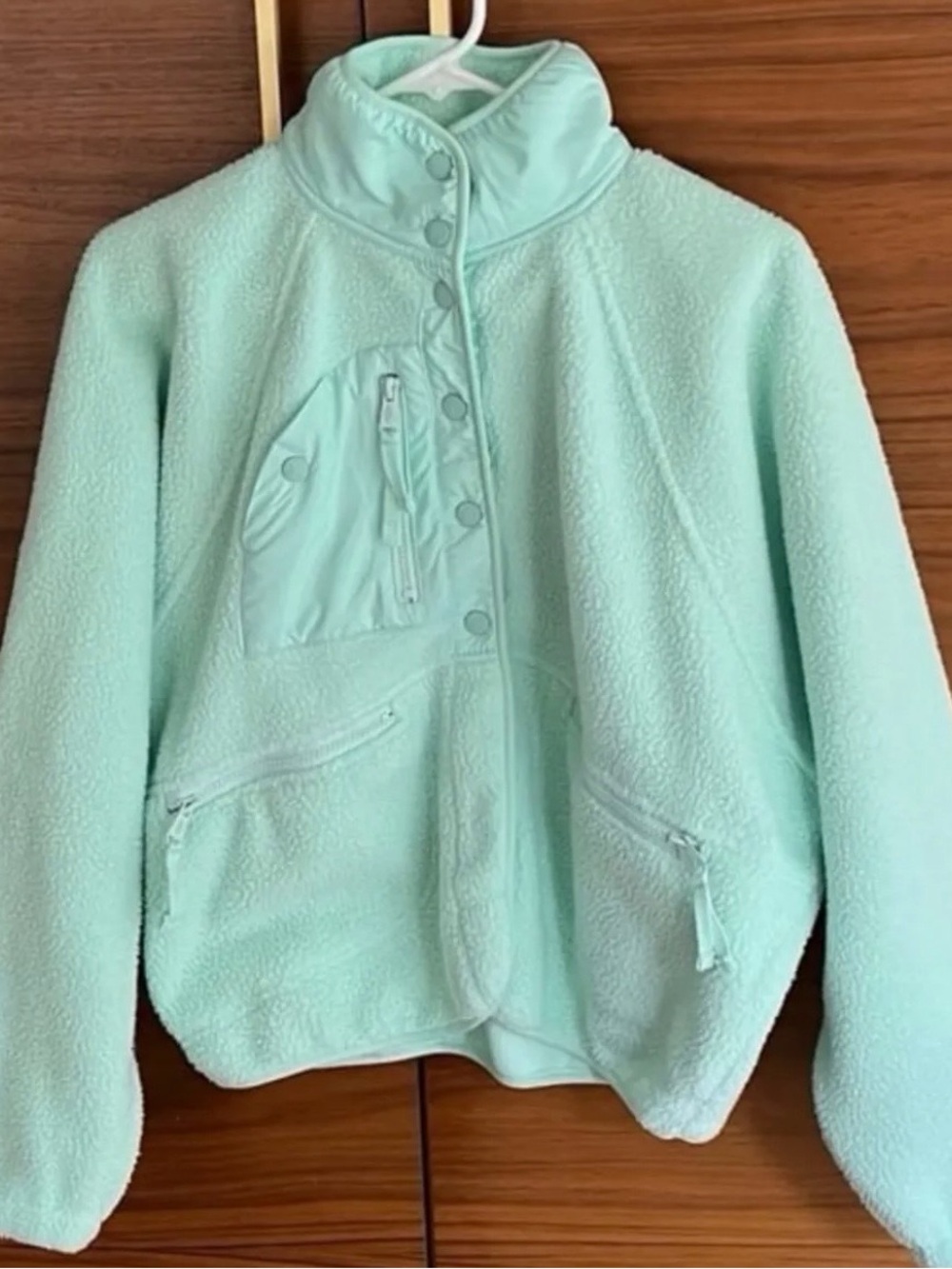 Free People Mint Green Fleece Jacket - Cozy Layering Coat